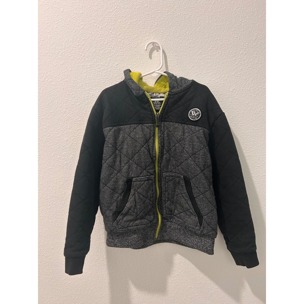 Shaun White Kids Quilted Zip Up Hoodie Jacket S 6-7 Neon Yellow Lined‎